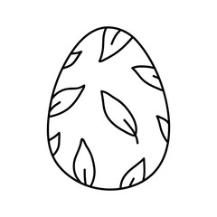 Cute decorated Easter egg isolated on white background. Vector hand-drawn illustration in doodle style. Perfect for holiday designs, cards, logo, decorations.