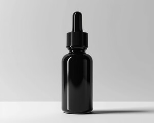Artistic black dropper bottle mockup isolated, perfect for creating a bold statement in cosmetic marketing