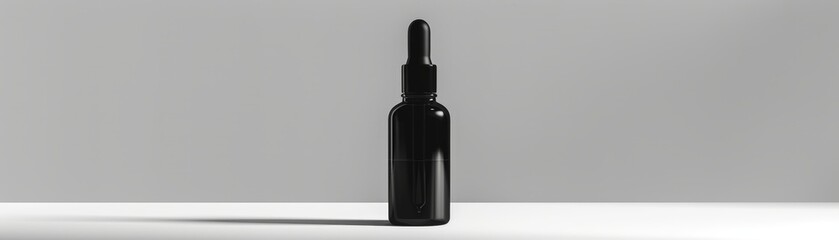 Artistic oil dropper bottle mockup isolated against a monochrome background, emphasizing the elegant design