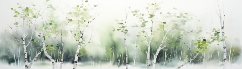 A watercolor painting of a delicate birch tree