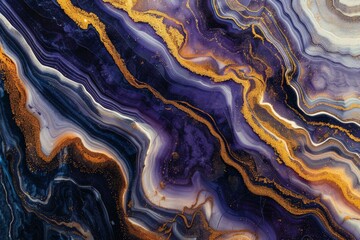 Obraz premium Abstract marble marbled marble stone granite texture luxury background banner - Orange yellow gold red color waves swirls structure.. Beautiful simple AI generated image in 4K, unique.