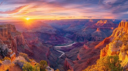The Grand Canyon is a steep-sided canyon carved by the Colorado River in Arizona