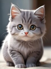 Cute Grey Cat Animal Illustration Art