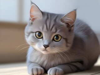 Cute Grey Cat Animal Illustration Art