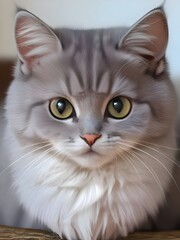 Obraz premium Cute Grey Cat Animal Illustration Art
