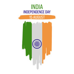 Indian Independence Day Vector Illustration Hand Drawn creative with Flag. Independence day India.