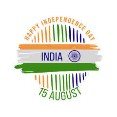 Indian Independence Day Vector Illustration Hand Drawn creative with Flag. Independence day India.