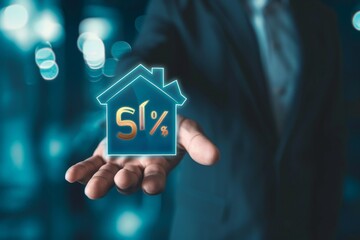 Interest rates and dividends, business development with percentage symbol and upward arrow for long-term retirement investing.	. Beautiful simple AI generated image in 4K, unique.