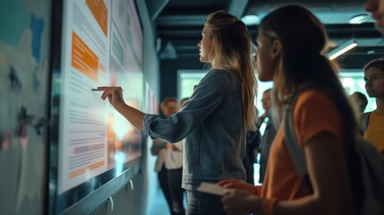 Young Professionals Collaboratively Interacting with a Digital Information Display