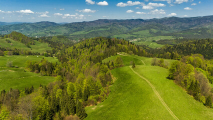 Pieniny National Park landscape , aerial drone view