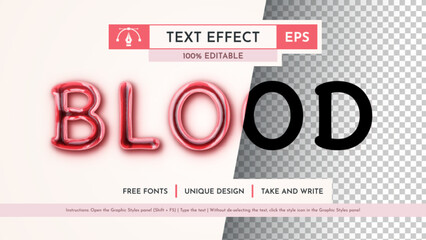 White Blood Editable Text Effect, Graphic Style