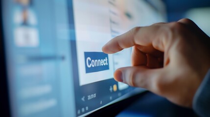 User Activating 'Connect' Function on Digital Touchscreen Interface