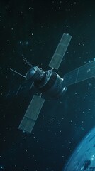 A Vertical Image Of A Communications Satellite In Geosynchronous Earth Orbit.