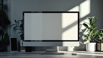 A Desktop Computer In A Modern Home Office. 