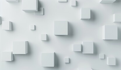 A simple yet impactful image featuring white 3D squares of different sizes on a light neutral background