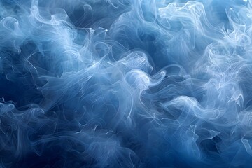 Fototapeta premium Smoke swirls in air on blue backdrop