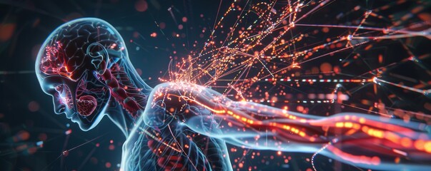 Futuristic illustration of the human nervous system.