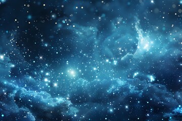 Obraz premium A peaceful night sky with stars, clouds, and a moon