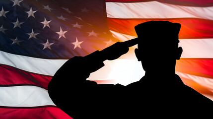 Soldier Saluting the American Flag - Patriotic Tribute