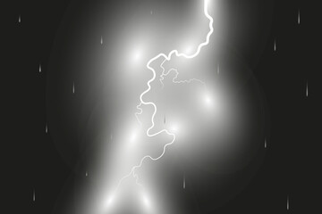 Vector abstract illustration. Lightning strikes a dark background with lots of sparks. Elemental power. Storm power
