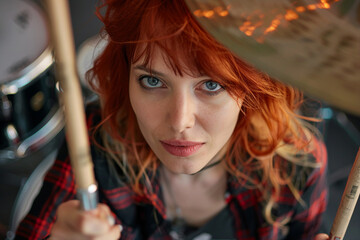 Fototapeta premium Crazy rockers at rock concert in night club heavy metal performance rock and roll lifestyle Generative AI