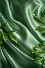 Elegant Green Silk Background Generative AI