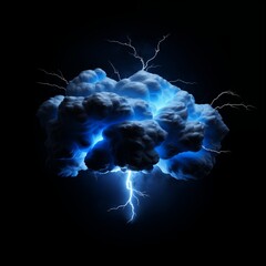Electric Blue Lightning Storm Against Dark Background: An Artistic Representation