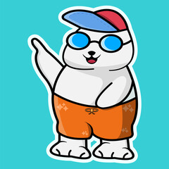 cute Polar Bear Vector illustration. Cute polar bear sticker.