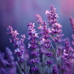 Lavender Flowers on Purple Background Texture Generative AI
