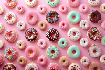 background of different donuts