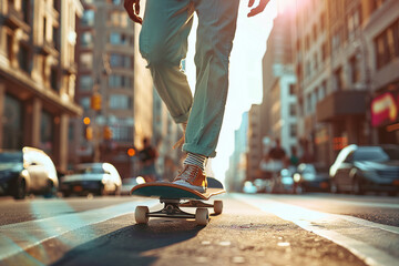 Close up image of a dynamic moment of a skateboarder generative ai - Powered by Adobe