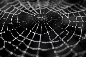 Obraz premium A close up of a spider web covered in water droplets