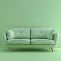 Stylish Living Room with Light Green Sofa Generative AI