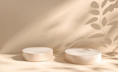 Minimalist Podium with Leaf Shadows