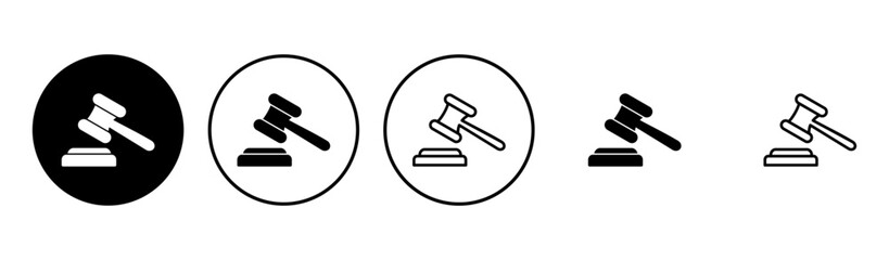 Gavel icon set. judge gavel icon vector. law icon vector. auction hammer