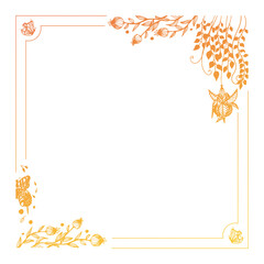 Obraz premium Abstract floral doodle template for scrapbooking, photo. Abstract floral doodle template for letters. Templates for paper correspondence. Printable templates. Rainbow photo frame with butterflies.