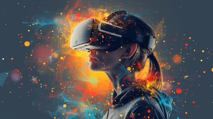Virtual Dimension: Futuristic Abstract VR Experience Vector Style