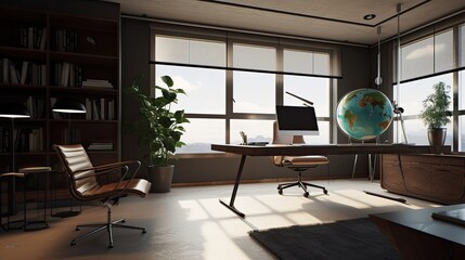 Interior of modern office, workplace design.