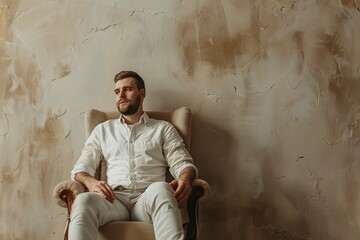 Man Sitting in Chair in Room