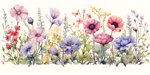 flowers garden, colorful luxury watercolor style