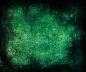 Grunge green fabric background, old horror texture