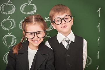 two smart schoolchildren