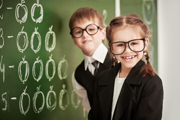 cheerful smart schoolchildren