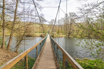 The Lipinska footbridge above Dyje River in Podyji National Park near Znojmo town in the South Moravian Region of the Czech Republic, Europe.