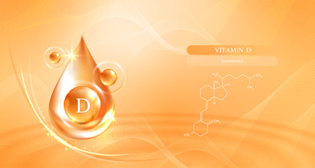 Vitamin d and structure. vitamin complex with chemical formula from nature. beauty treatment nutrition skin care design. Medical and scientific concepts. vector design.