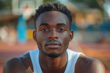 The handsome professional basketball player, African and athletic, exudes determination and vitality.