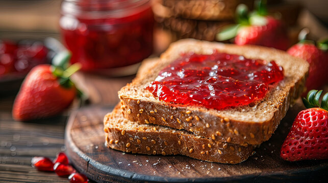 Strawberry jam on the bread