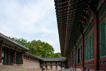 Exterior of the wooden buildings in the palace of Joseon Dynasty