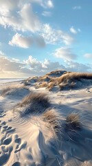 Coastal sand dunes shaped by the wind