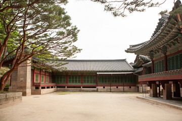 Naklejka premium Exterior of the wooden buildings in the palace of Joseon Dynasty